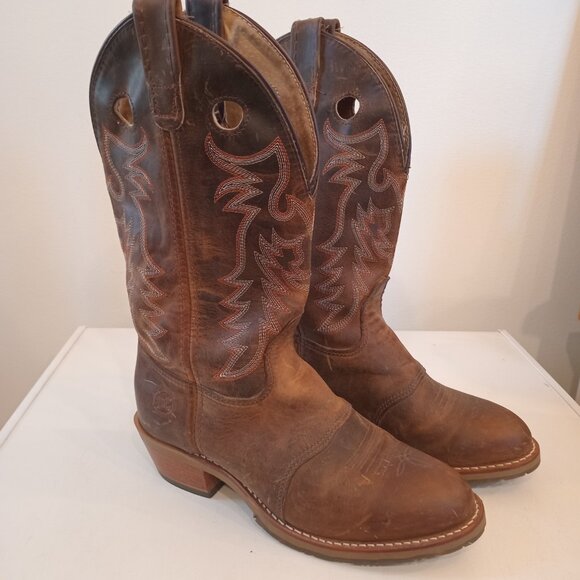 Womens Double H Brown Leather Boots Buckaroo 9.0 M DH5159 - Picture 3 of 10